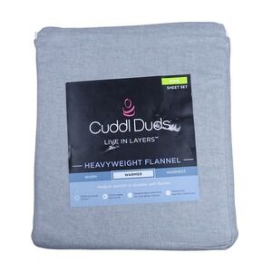Cuddl Duds King Sheet Set Heavyweight Flannel 100% Brushed Cotton Gray Heather